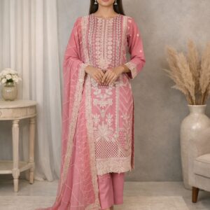 Authentic Bin Hameed – Rashmika Catalogue | 3-Piece Unstitched Suit (Pink)