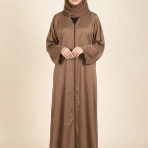 Premium Abaya with Hijab – Dubai Jafran Fabric (Brown)