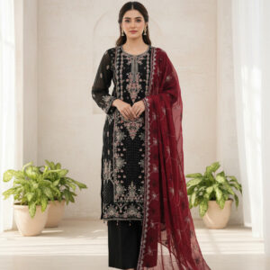 Original Bin Hameed – Rashmika Catalogue | 3-Piece Unstitched Suit (Black)