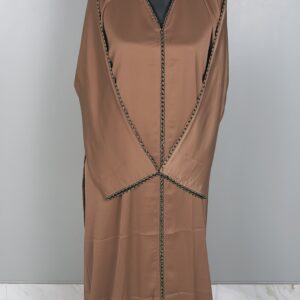 Premium Abaya with Hijab – Dubai Jafran Fabric (Brown) - Image 2