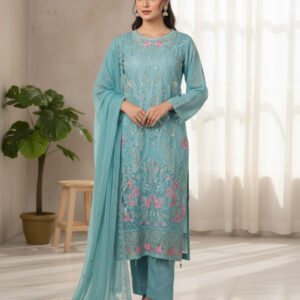 Original Bin Hameed – Rashmika Catalogue | 3-Piece Unstitched Suit (Sky Blue)