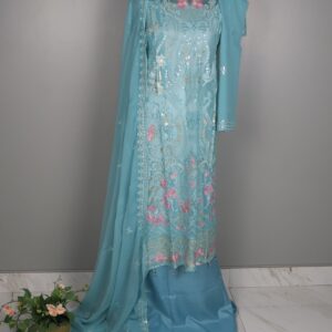 Original Bin Hameed – Rashmika Catalogue | 3-Piece Unstitched Suit (Sky Blue) - Image 2