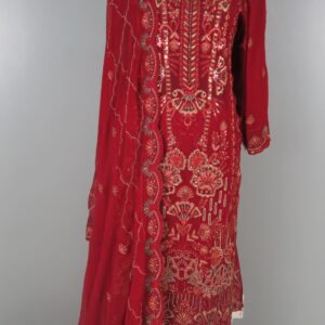 Authentic Bin Hameed – Rashmika Catalogue | 3-Piece Unstitched Suit (Maroon) - Image 2