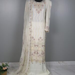 Original Bin Hameed Unstitched Suit (Off-white)( SOLD) - Image 3
