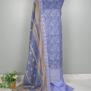 Mashaal Inspired Premium Cotton Ready-Made Dress( Blue) - Image 3