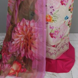 Gulljee Inspired Luxury Embroidered Lawn: Elegant Beige, purple - Image 4