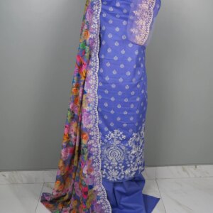 Charizma Inspired Luxury Embroidered Lawn: Elegant Lavender Blue - Image 2