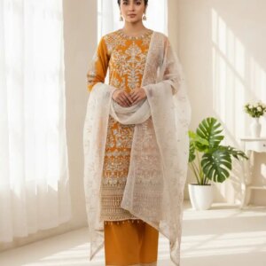 Pakistani Inspired Noor-e-Zareen Mastered Yellow Festive Set