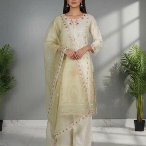 Pakistani AGHA NOOR INSPIRED Ready-Made 3-Piece Set (Off-white)