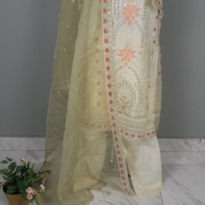 Pakistani AGHA NOOR INSPIRED Ready-Made 3-Piece Set (Off-white) - Image 4