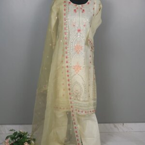 Pakistani AGHA NOOR INSPIRED Ready-Made 3-Piece Set (Off-white) - Image 2