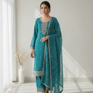 Saanjh Catalog – Khuleesh Collection by Vinay Fashion (Teal)
