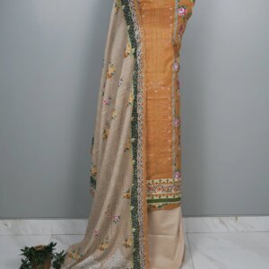 Tawakkal Inspired luxury Lawn 3-Piece Suit (Golden Brown) - Image 2