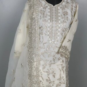 Pakistani Inspired Off-white Festive Set - Image 4