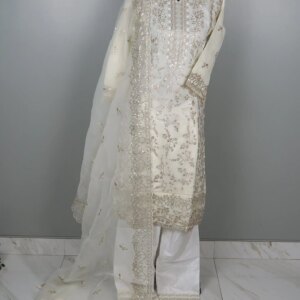 Pakistani Inspired Off-white Festive Set - Image 2