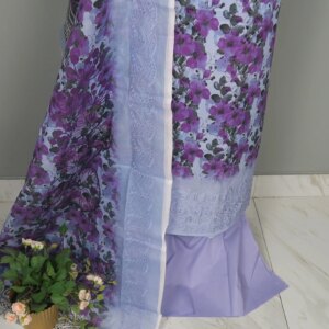 Premium Digital printed Cotton Dress( Purple) - Image 4