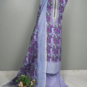 Premium Digital printed Cotton Dress( Purple) - Image 2