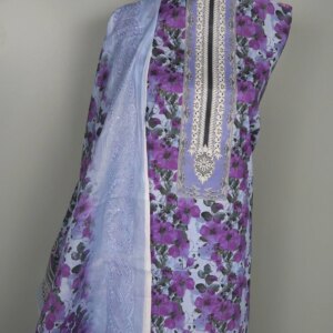 Premium Digital printed Cotton Dress( Purple) - Image 3