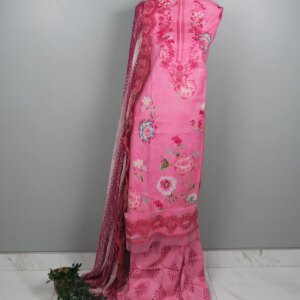 Ziva inspired Elegant Pink Striped Lawn 3-Piece Set - Image 2