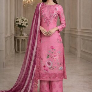 Ziva inspired Elegant Pink Striped Lawn 3-Piece Set