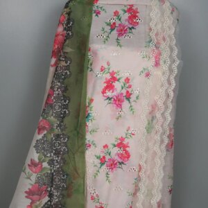 Pakistani Baroque Inspired Cotton Dress (Baby pink) - Image 3